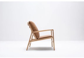 Fotoliu maro-natural cu tapițerie din piele Dedo – Gazzda