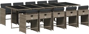 vidaXL Set mobilier de grădină cu perne, 11 piese, gri, poliratan