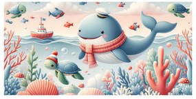 Tablou balenă și broască țestoasă în ocean