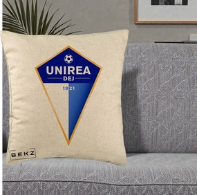 Perna Personalizata Unirea Dej 1921 Fotbal, 40x40 cm, Bej, Husa Detasabila, Perna Inclusa, BEKZ®