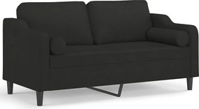 vidaXL Canapea cu 2 locuri cu pernuțe, negru, 140 cm, textil