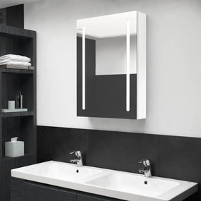 326501 vidaXL Dulap de baie cu oglindă și LED, alb strălucitor, 50x13x70 cm