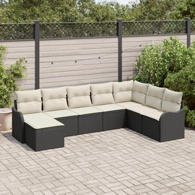 Set canapea grădină vidaXL 8 piese cu perne Ratan poli negru