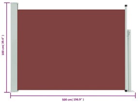Copertina laterala retractabila de terasa, maro, 100 x 500 cm Maro, 100 x 500 cm