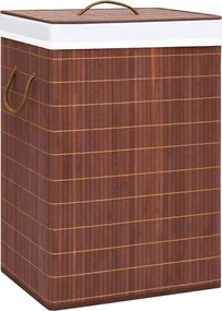 vidaXL Coș de rufe din bambus cu 2 secțiuni, maro, 72 L