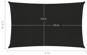 Panza parasolar, negru, 2,5x4 m, HDPE, 160 g m   Negru, 2.5 x 4 m