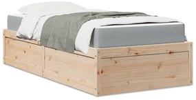 vidaXL Pat cu saltea, 90x190 cm, lemn masiv pin