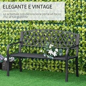Outsunny Băncuță de Grădină pentru 2 Persoane, din Oțel și Fontă, Design Elegant, Rezistentă, Negru | Aosom Romania