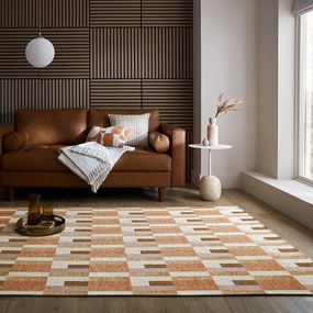Covor portocaliu/în culoare naturală 120x170 cm Riley Block Geo – Flair Rugs