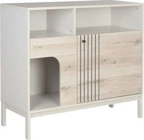 PROMOTIE Comoda FROST 100x90 cm alba, decor stejar alpin II. calitate