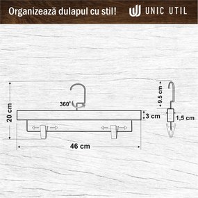 Umerașe Pantaloni din Lemn cu Clipsuri Metalice, Wood Grip, Maro, UUUM64