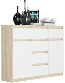 Comoda de design S-62D cu linii curate - diverse finisaje colorate sonoma mix biela