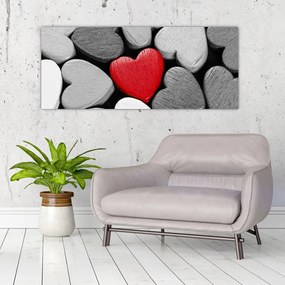 Tablou cu inimioare din lemn (120x50 cm)