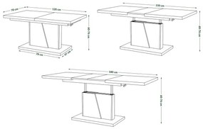 Măsuță de cafea pliabilă cu blat rabatabil NINO alb/gri