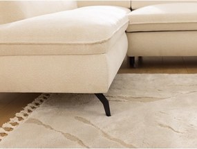 Colțar crem cu tapițerie din chenille (cu colț pe partea stângă/în formă de ”L”) Marbeya – Ropez