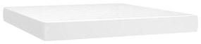 Pat box spring cu saltea, alb, 180x200 cm, piele ecologica Alb, 180 x 200 cm, Design simplu