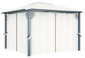 Pavilion cu perdele, crem, 300 x 300 cm, aluminiu Crem, 300 x 300 cm