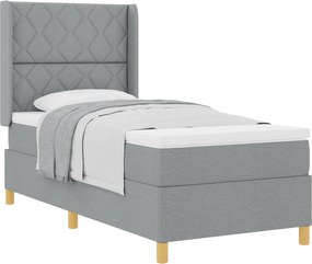 vidaXL Pat cu arcuri cu saltea Gri deschis 100 x 200 cm țesătură