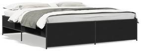 3279867 vidaXL Cadru de pat, negru, 200x200 cm, lemn prelucrat și metal