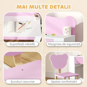 AIYAPLAY Birou Copii Sertar - Cadou 3-8 ani roz | Aosom Romania
