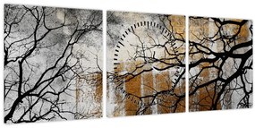 Tablou - Siluetă copac (cu ceas) (90x30 cm)