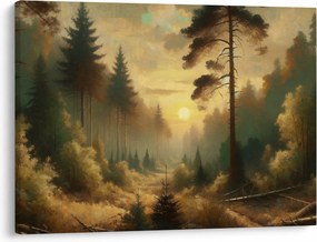 Tablou - Soare strălucind prin pădure (70x50 cm)