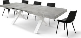 Masa Linda extensibila - BLAT GRI CIMENT, PICIOR ALB - 180 CM / 90 CM / 77 CM