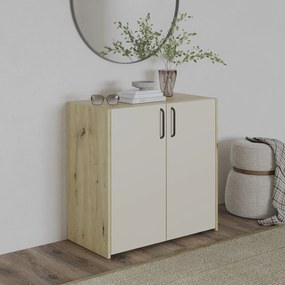 Comoda Malmo, 2 Usi, Stejar Artisan/Argila, 81 x 42 x 80 cm