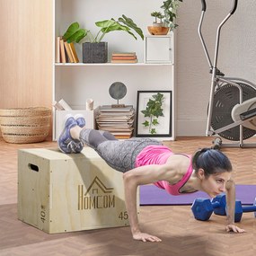 HOMCOM Cutie pentru Sărituri cu 3 Înălțimi Reglabile pentru Acasă și Sală de Sport, 45x40x60 cm, Lemn Natural | Aosom Romania