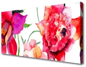 Tablou pe panza canvas Flori Art Rosu Roz Verde