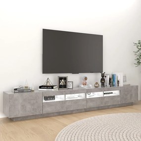 Comoda TV cu lumini LED, gri beton, 260x35x40 cm 1, Gri beton