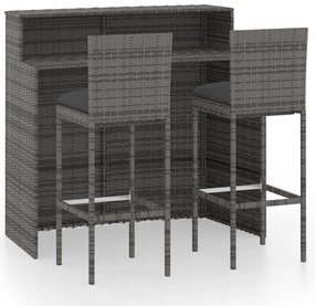 3064882 vidaXL Set mobilier de bar de grădină cu perne, 3 piese, gri