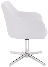 HC190CROSS Scaun Alb din Piele Ecologica cu Bază Cromata