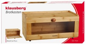Cutie pentru paine Klausberg KB 7924, 40 cm, fereastra acrilica, Bambus, Maro