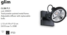 Aplica/ Plafoniera design modern GLIM PL1 NERO 200231