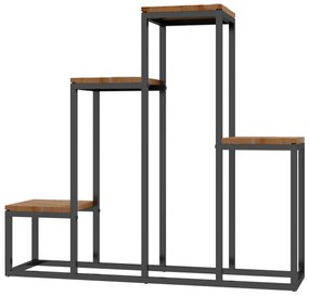 Outsunny Raft de plante, etajeră de flori din metal și lemn cu 4 nivele de înălțimi diferite în stil industrial 80 x 20 x 74 cm | Aosom Romania