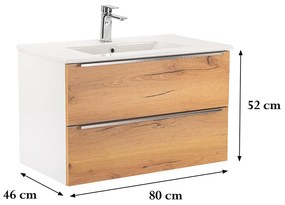 Dulap inferior Vario Trim 80 cu lavoar, stejar alb