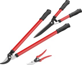 Outsunny Lot de 3 foarfece de grădină set de tăiere pentru grădinărit ferăstrău de tăiat ramuri 65cm foarfecă 51,5cm, foarfecă 20cm roșu | Aosom Romania