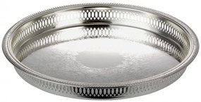 Tava pentru servire, din metal argintat, Embossed Round Argintiu, Ø28xH3 cm