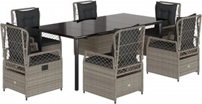 vidaXL Set mobilier de grădină cu perne, 7 piese gri deschis poliratan