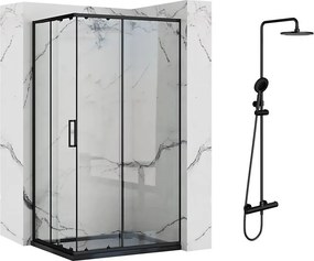 Pachet cabina de dus Rea Punto negru 80x100 cm si coloana de dus OMNIRES Y negru