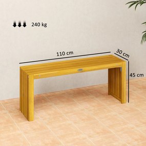 Outsunny Bancă de grădină din lemn 2 locuri 110 cm cu șezut cu lamele Capacitate 240 kg pentru patio, pridvor, parc, natural | Aosom Romania
