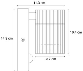 Lampa de perete exterioara de design neagra cu senzor de miscare IP44 - Boris
