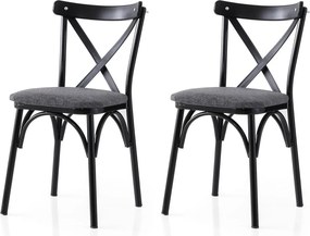 Set 2 scaune EKOL 288 V2, gri/negru, stofa clasica/metal, 42x40x81 cm