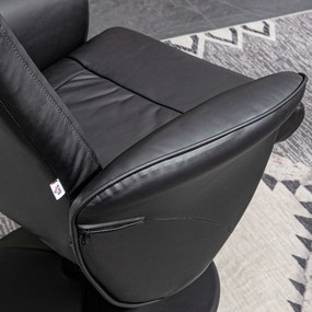 HOMCOM Set de 2 piese Fotoliu cu Taburet Fotoliu de relaxare cu Taburet, reglabil în înălțime, spătar înclinabil, Negru | Aosom Romania