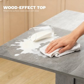 HOMCOM Masă de Dining Extensibilă pentru 4-6 Persoane Design Pliabil, 70-140cm Masă Rectangulară de Economisire a Spațiului cu Picioare Antiderapante, pentru Sala de Mese Sufragerie, Gri Efect Lemn | Aosom Romania