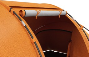 Outsunny Cort tunel pentru 4-6 persoane, cort de camping cu ușă, prelată la sol, impermeabil 2000mm, Portocaliu | Aosom Romania