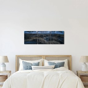 Tablou cu priveliște spre vărfurile Islanda (cu ceas) (90x30 cm)