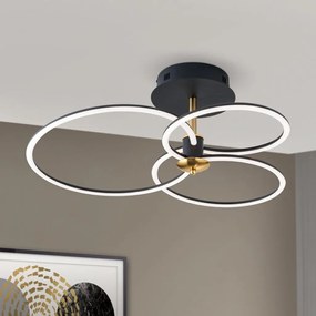Lustra LED aplicata stil minimalist CHARLOTTE negru/auriu