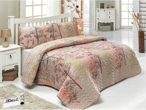 Set cuvertura pat URLA, bej, bumbac/poliester, 160x220 cm, cu fata de